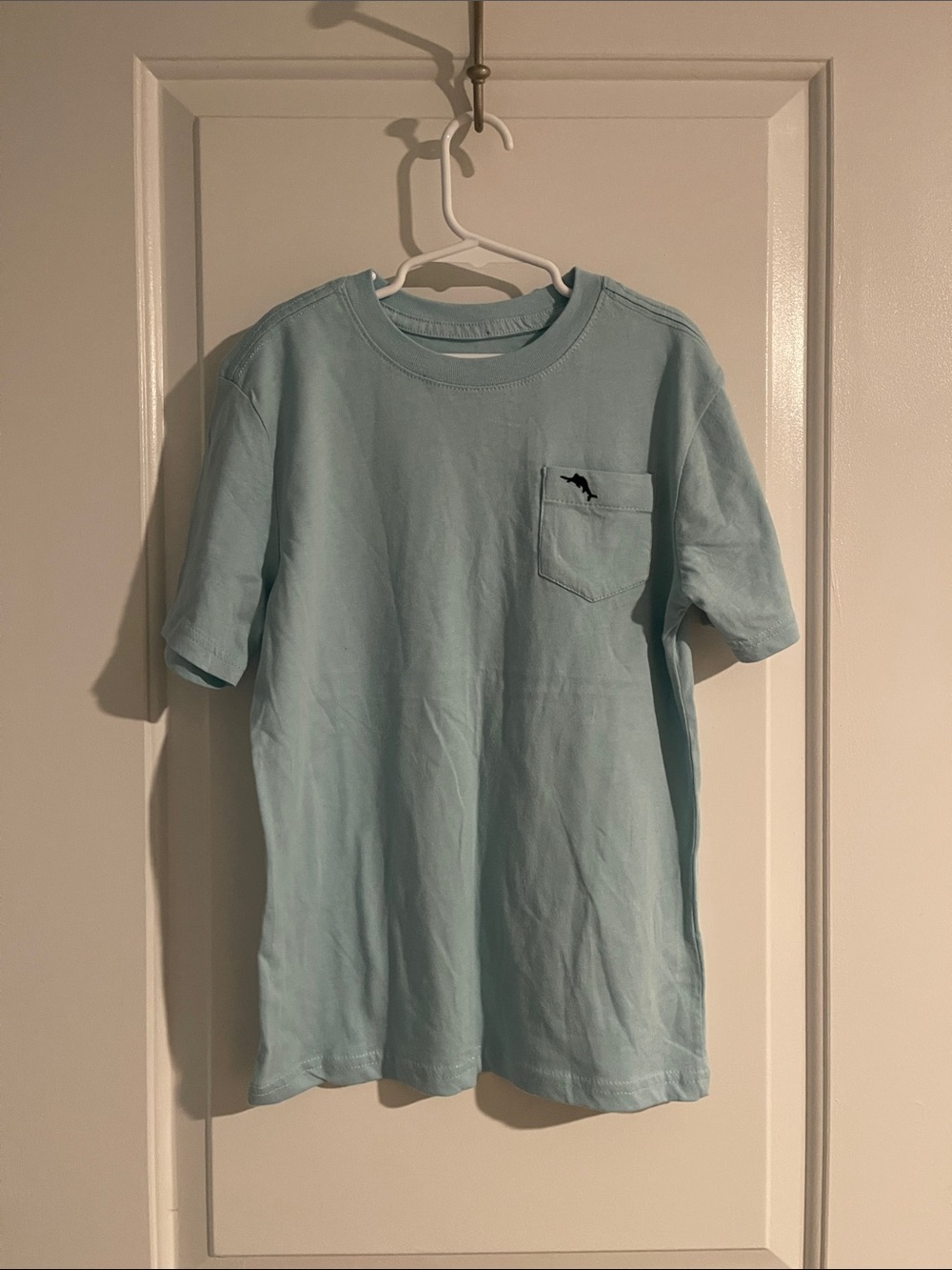 Tommy Bahama Light Blue Short Sleeve Pocket Tee with Whale Logo